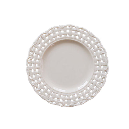 Cream Plaid Embossed Plates