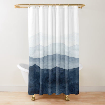 Blue Mountain Watercolor Shower Curtain