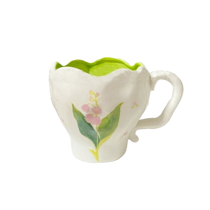 White  Green Flora Mug