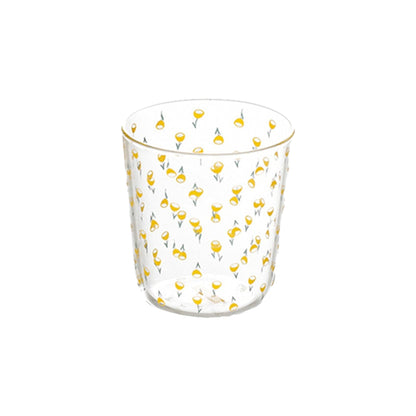 Yellow Floral Glass Cup