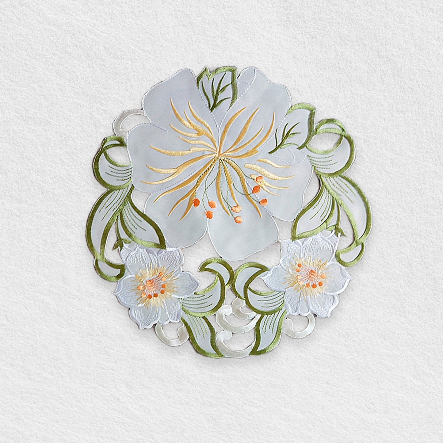 Green Floral Embroidery Placemat