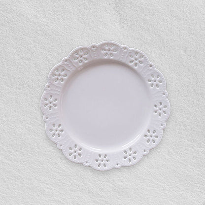 Floral White Embossed Plates