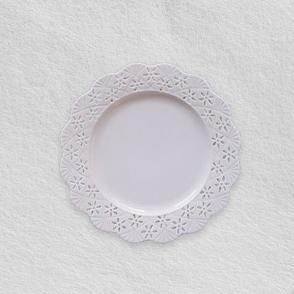 Flower White Embossed Plates