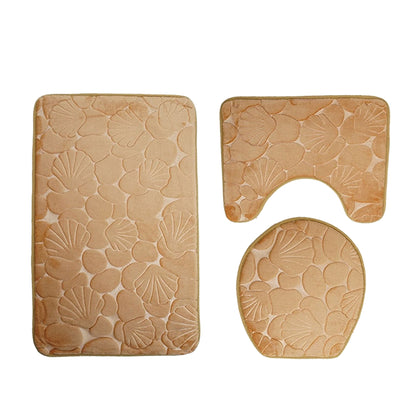 Gold Shell Bathroom Bath Mat Set