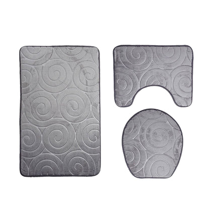 Gray Aro Bathroom Bath Mat Set