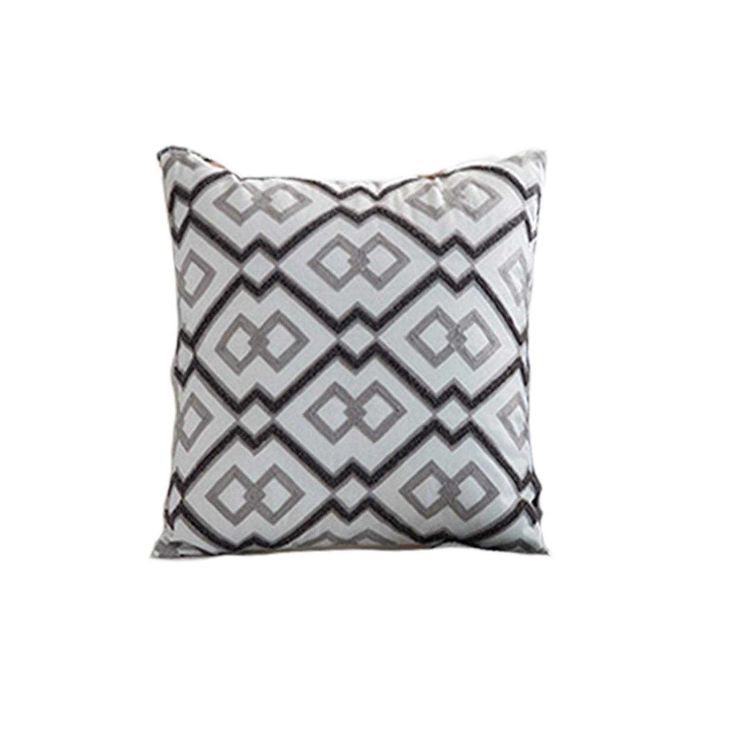 Gray Geometric Embroidered Cushion Cover
