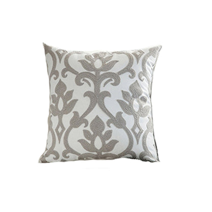 Gray Jacquard Embroidered Cushion Cover