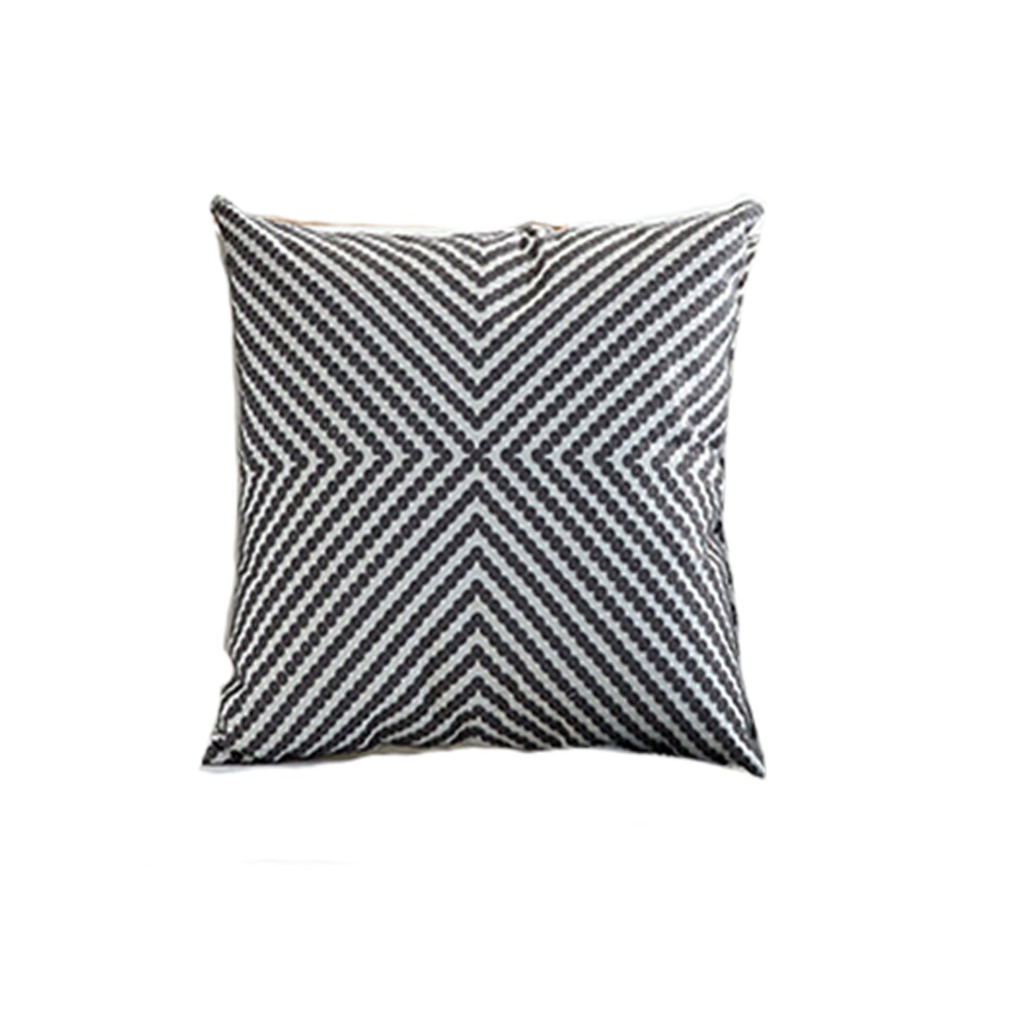 Gray Stripes Embroidered Cushion Cover