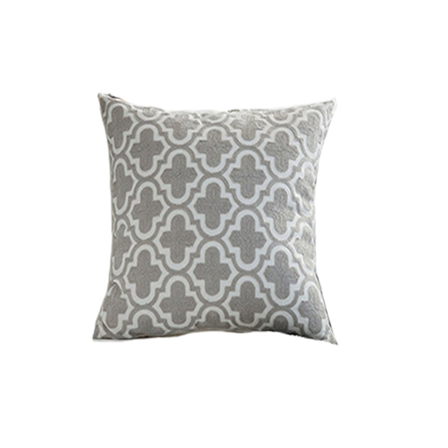 Gray Trellis Embroidered Cushion Cover