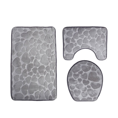 Gray Heart Bathroom Bath Mat Set