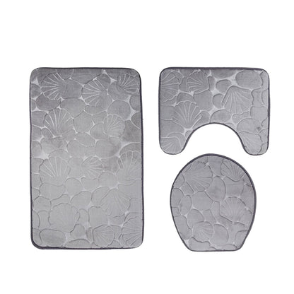 Gray Shell Bathroom Bath Mat Set