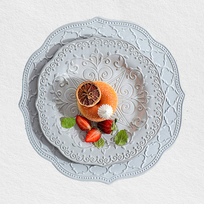 Gray Petal Embossed Dinner Plates