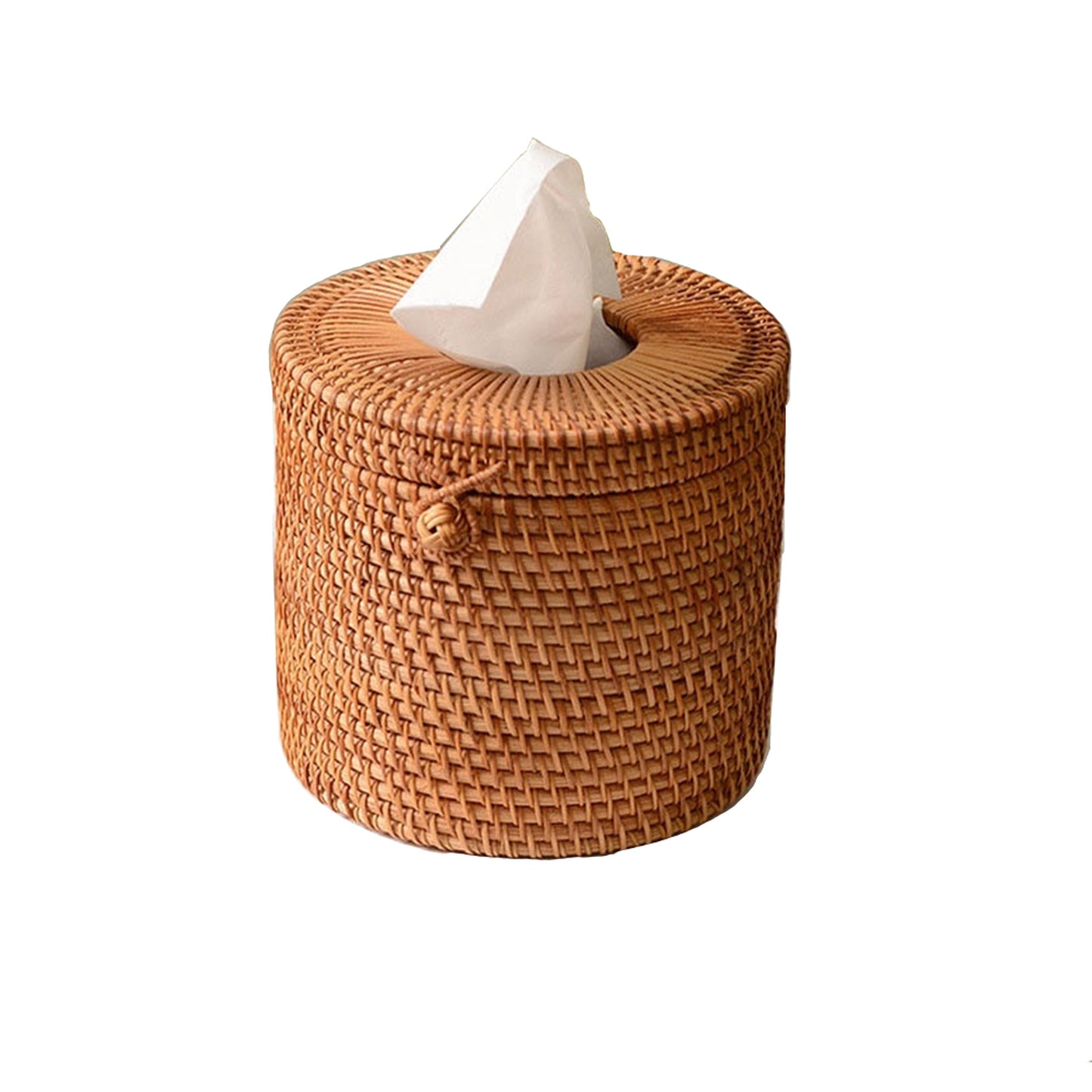 Round Rattan Tissue Box Holder