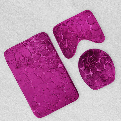 Magenta Floral Bathroom Bath Mat Set