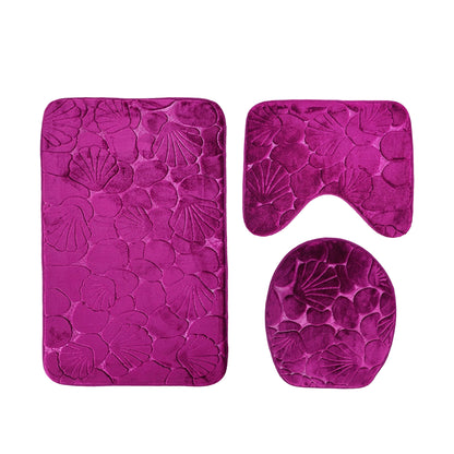 Magenta Floral Bathroom Bath Mat Set