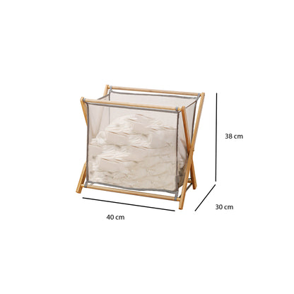 Mesh Bamboo Laundry Basket