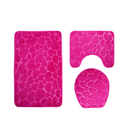 Pink Heart Bathroom Bath Mat Set