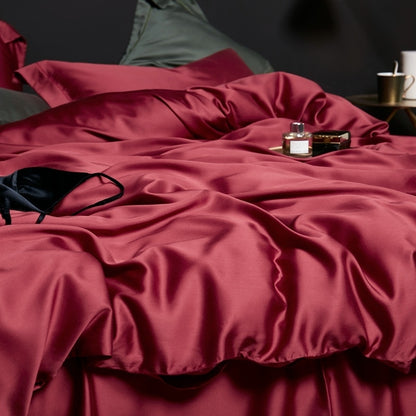 Wine Red Silk Bedding Set