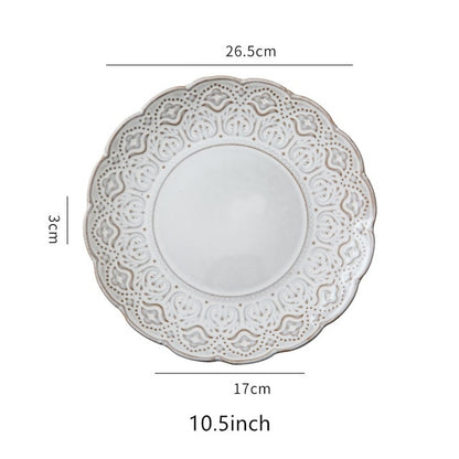 White Gray Emmbossed Plates