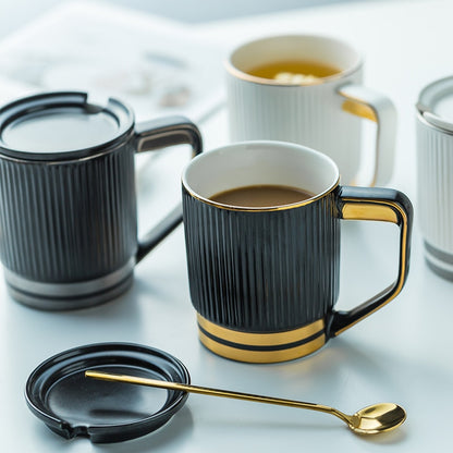 Set De Tazas De Cerámica A Rayas