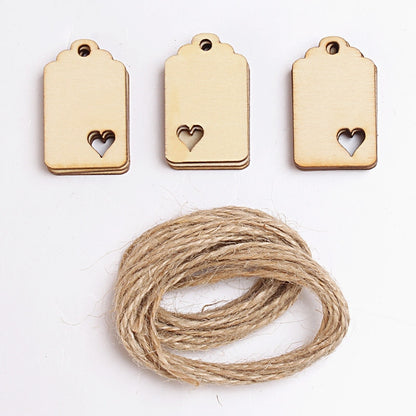 Wood Heart Tags Set