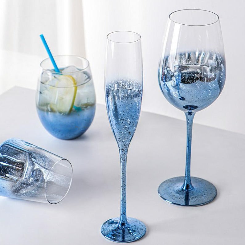 Starry Blue Champagne Flutes