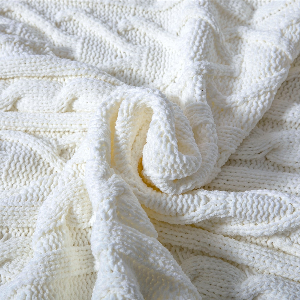Cream Knitted Blanket