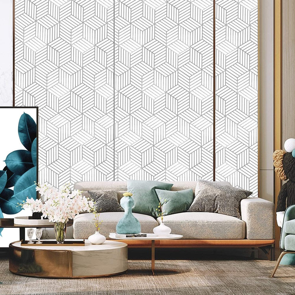 White Hexagonal Wallpaper