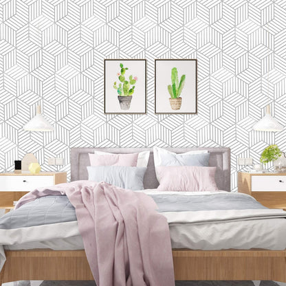 White Hexagonal Wallpaper