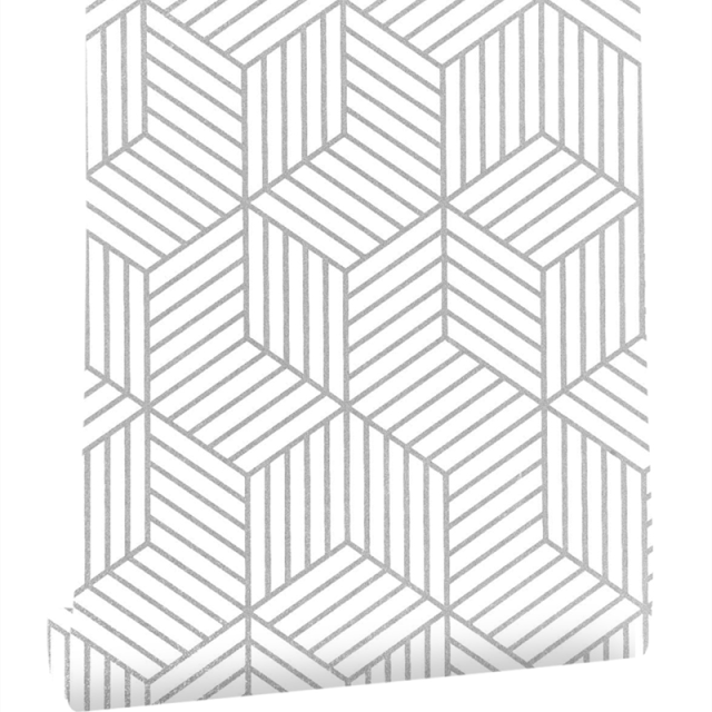White Hexagonal Wallpaper