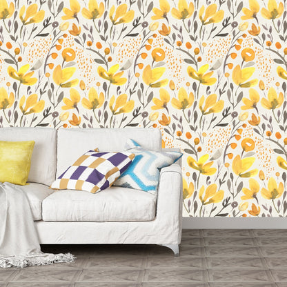 Yellow Floral Wallpaper