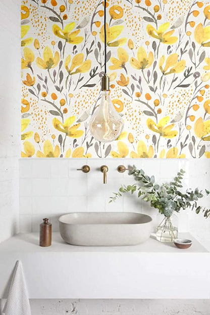 Yellow Floral Wallpaper