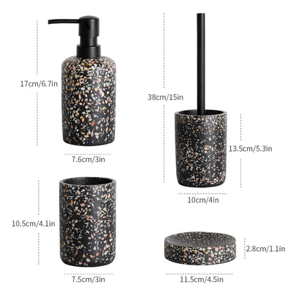 Black Terrazzo Bathroom Accessory Set