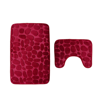 Red Stone Bathroom Bath Mat Set