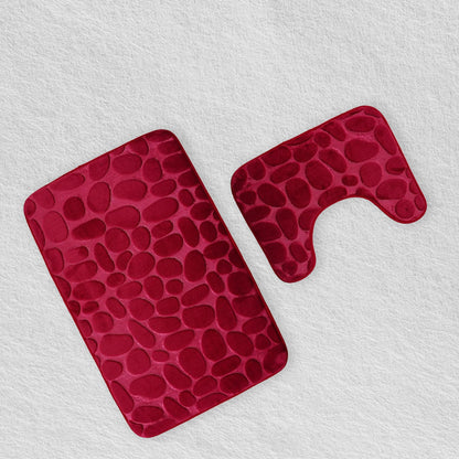 Red Stone Bathroom Bath Mat Set