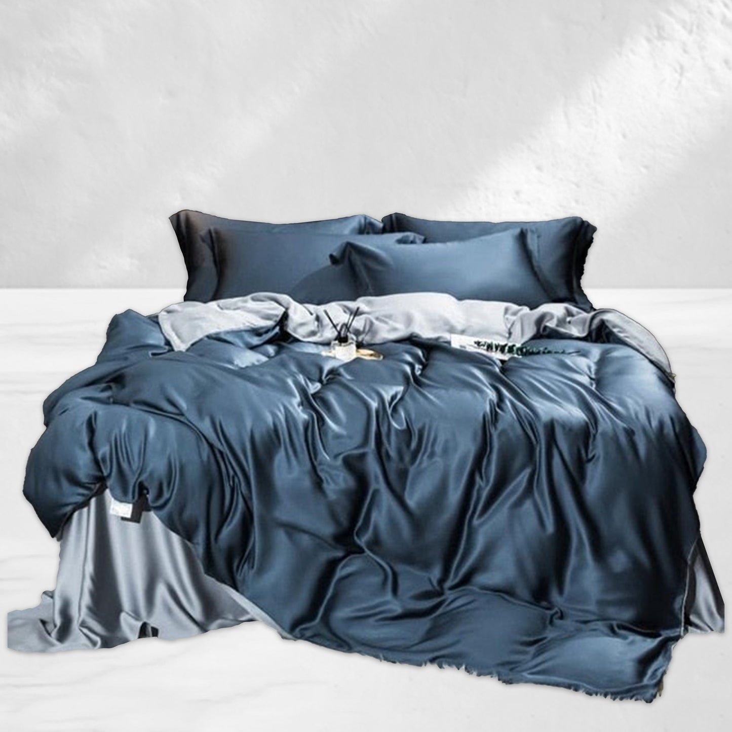 Blue Navy Silk Bedding Set