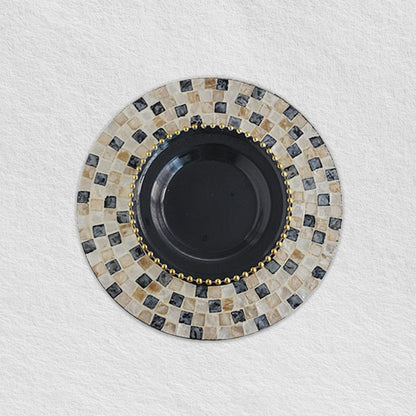 Black Plaid Gold Pearl Under Plates