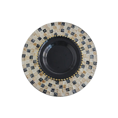 Black Plaid Gold Pearl Under Plates